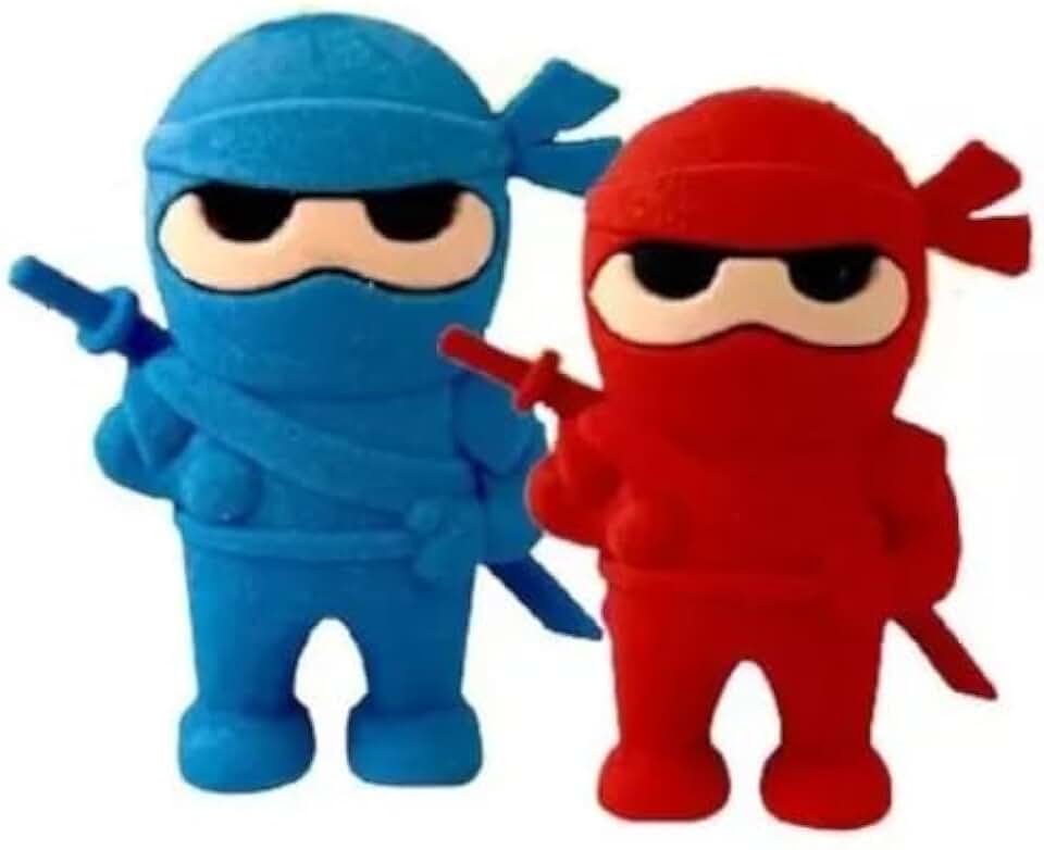 Kit 2 Borrachas de Ninjas (Azul e Vermelho)