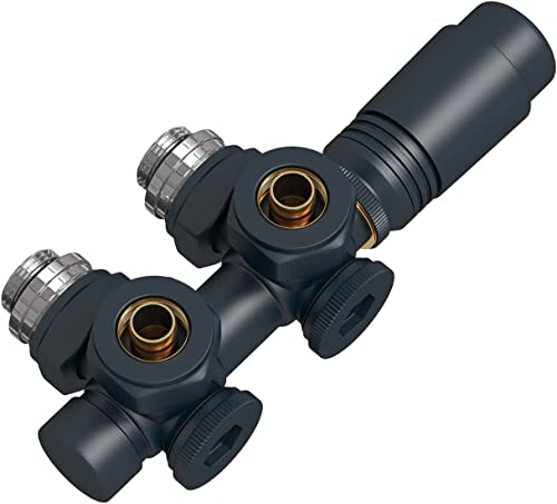 EMKE Válvula de radiador con termostato, válvula para radiadores y secadores de toallas, universal para válvulas angulares y rectas, G1/2", color antracita, 1 pieza Cover
