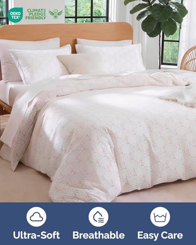 Image of Duvet Cover Full Size Set - Extra Soft Floral Duvet Cover 80 x 90 with 2 Pillow Shams - Comfy, Breathable Floral Bedding Set - Hotel Luxury & Fade Free with Zipper Closures & Ties - Wildflower Field