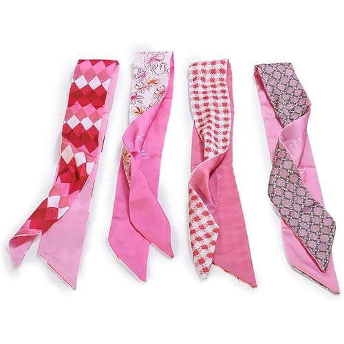 4Pcs Fashion Scarves for Women, Multifunctional Scarves Headbands Satin Scarf for Bag Hair Accessories4