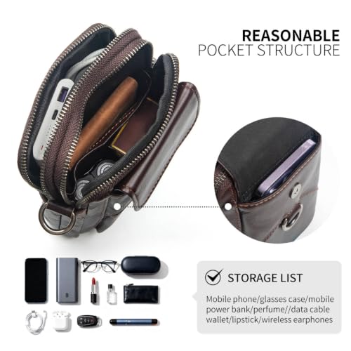 Image of Augus Genuine Leather Small Crossbody Messenger Phone Bag for men's