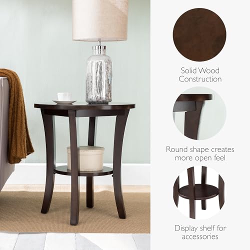 Image of Leick Home Boa Round End Table, 22 inch, Chocolate Oak