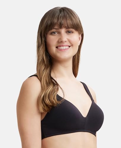 Image of Jockey FE57 Lounge Bra | Wirefree | Padded | Full Coverage | Broad Fabric Strap with Included Bra Pouch | Super Combed Cotton Fabric