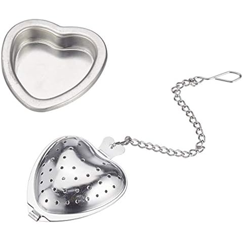 LEVIVO AS134576JJA Stainless Steel Tea Ball Heart Shaped Silver 22.5 x 18.5 x 2 " Cover