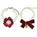 PETFAVORITES Pearl Dog Necklace Cat Collar for Small Dogs Girl Cats with Crystal Flower & Velvet Bowtie, 2Pcs, Adjustable and Handmade (Pink, Size S)