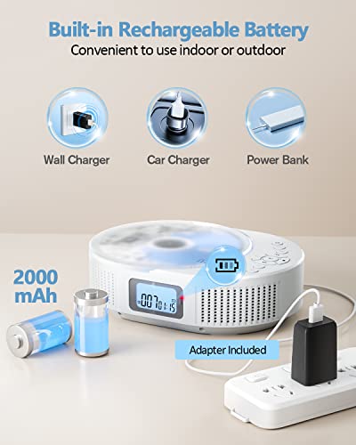 Feleman UK-BP2211W Cd Player Portable, Feleman Upgraded Boombox Cd Player & Bluetooth Speaker 2 In 1 Combo thumb #2
