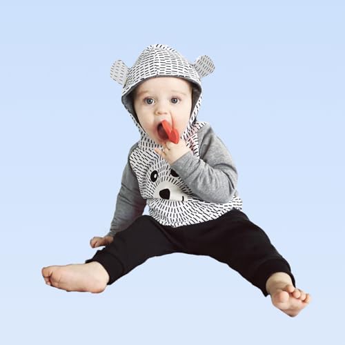 Derouetkia Toddler Baby Boys Cartoon Little Bear Long Sleeve Hoodie Tops Pants Outfit Clothes Set2