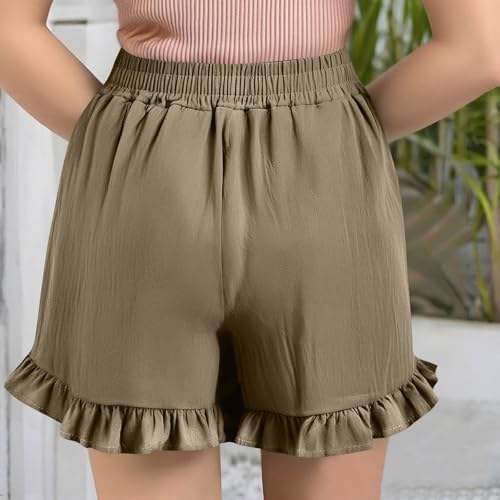 Womens Shorts Plus Size Athletic with Pockets High Waisted Straight Leg Summer Workout Ruffle Hem Comfy Baggy Pants4