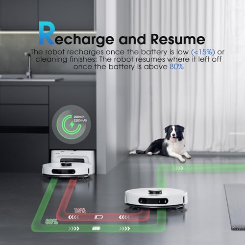 Image of Robot Vacuum and Mop Combo, Self-Emptying Robotic Vacuums Cleaner Smart Mapping, 2-3 Months Hands-Free Base Strong Suction & LiDAR Navigation, 220 Mins Long Runtime for Pet Hair, Hard Floor, Carpet