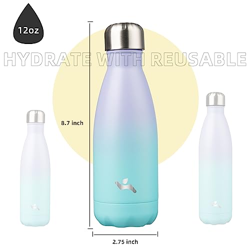 Image of Konokyo Insulated Water Bottles,12 oz Double Wall Stainless Steel Vacumm Metal Flask for Sports Travel,Lavender Green