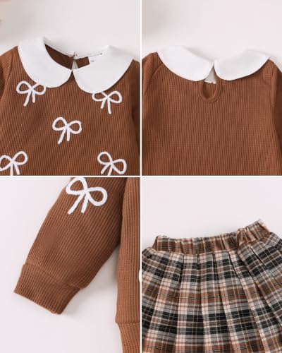 Image of Renotemy Toddler Girls Outfits Winter Little Girl Clothes Skirt Set 18M-6Y | Girls Christmas Fashion 2 Piece Outfit,Fall Knit Sweater and Skirt Set,Holiday Thanksgiving Dress Back to School Essentials