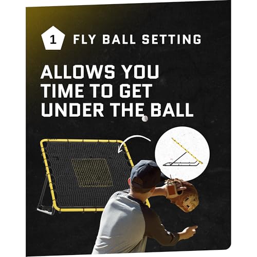 SKLZ Fielding Trainer - Baseball & Softball Pitch-Back Rebound Net - Ground, Line Drive & Fly Ball Return Settings - 4 x 4.5-Foot Steel Frame, UV & Weather Resistant Bungee Net, Easy-Fold Design