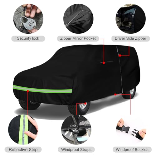 Image of Waterproof Car Cover Replace for 1973-2006 Chevy Suburban /GMC Yukon XL /Cadillac Escalade ESV, 6 Layers All Weather Car Cover with Zipper Door for Snow Rain Dust Protection