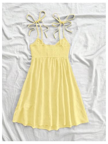 Image of SOLY HUX Women's Summer Cami Sun Dress A Line Tie Shoulder Y2k Cute Casual Short Mini Beach Babydoll Dresses