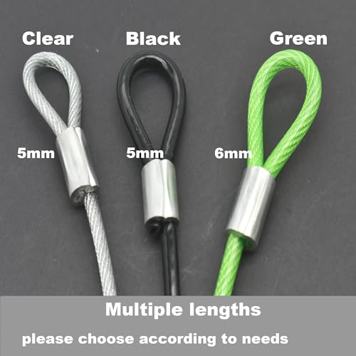 Image of 5FT 4mm Stainless Steel Security Cable Lock,Braided Steel Vinyl Coated Safety Cable Luggage Lock,Flexible Steel Cable Security Wire Rope Double Loop,Black