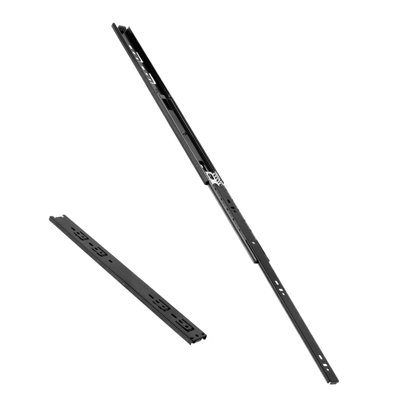 Ppqiru Black 4Pcs Drawer Rail 10~20Inch Stainless Steel Ball Bearing Slides Sliding Track 3-Section Full Extension Cabinet Furniture For Cabinet Drawer(,45Cm)