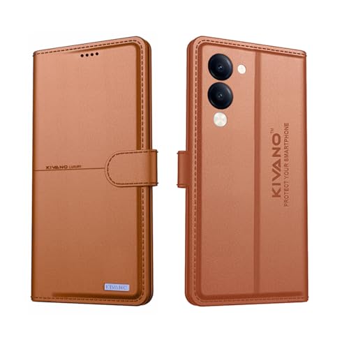 Image of Compatible with Vivo T4 Lite 5G / iQOO Z10 Lite 5G / Vivo Y19 5G / Vivo Y19e Flip Cover | Leather Finish | Inside Pockets & Inbuilt Stand | Shockproof Wallet Style Magnetic Closure Back Cover