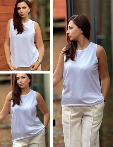 Image of Zeagoo Womens Sleeveless Sweater Vest Crewneck Knit Loose Sweater Tank Tops Lightweight Shirts Blouses 2026