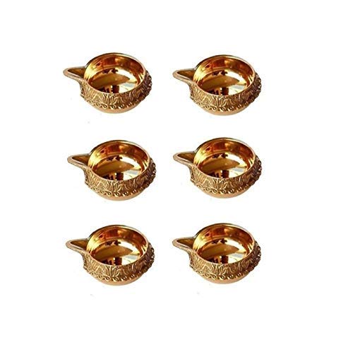 Coffret Diya pour Diwali en laiton lot de 6 lampes Kuber à offrir pour Deepawali et Puja