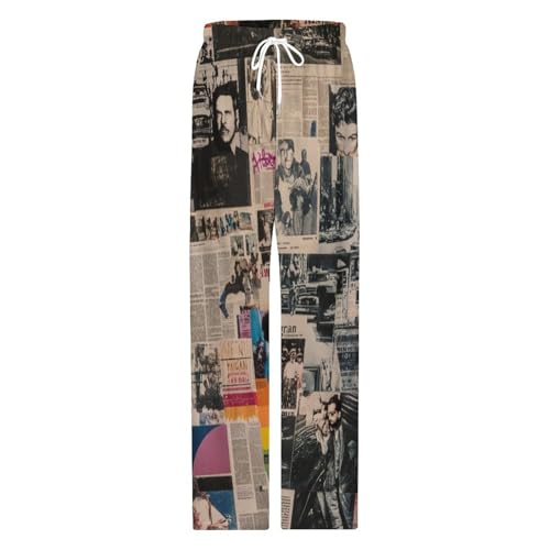 Newspaper Print Pajama Pants for Men Soft Lightweight Lounge Pj Bottoms with Drawstring Pockets4