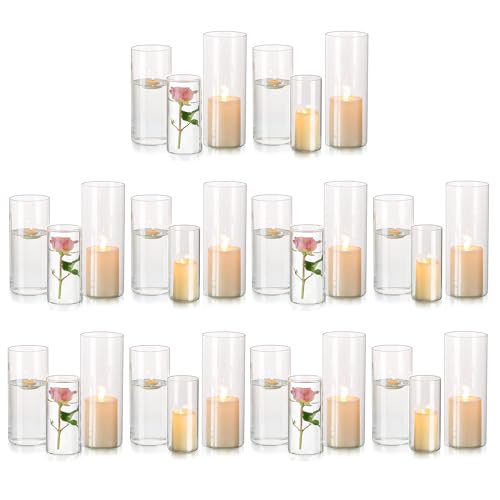 Glasseam Hurricane Glass Candle Holders: 30 Pcs Cylinder Glass Pillar