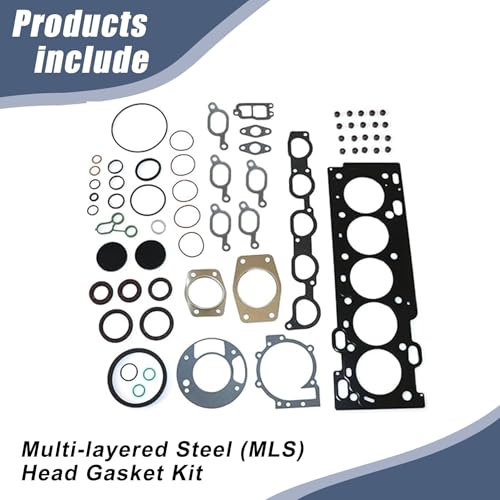 Image of XQSMWF MLS Cylinder Head Gasket Set Compatible with Volvo S60 S70 S80 V70 XC70 XC90 C70 2.4L 2.5L L5 DOHC 2000-2009, Replaces HS26256PT HS54548 HGS4264 9443896 271802