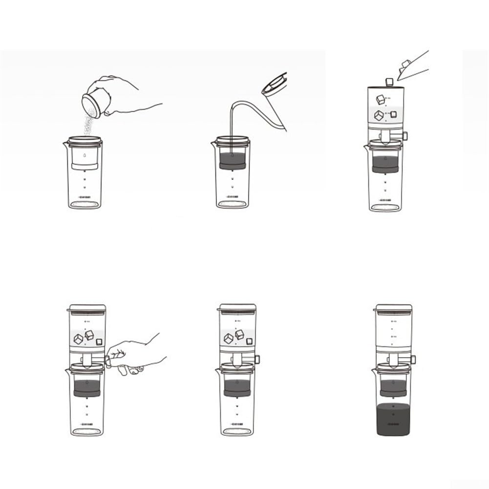 Cafetera Drip Cold Brew con tasa de goteo estable, filtro de alta densidad, material PCTG, ventana transparente para preparar café helado suave, 12.4 pulgadas (transparente)