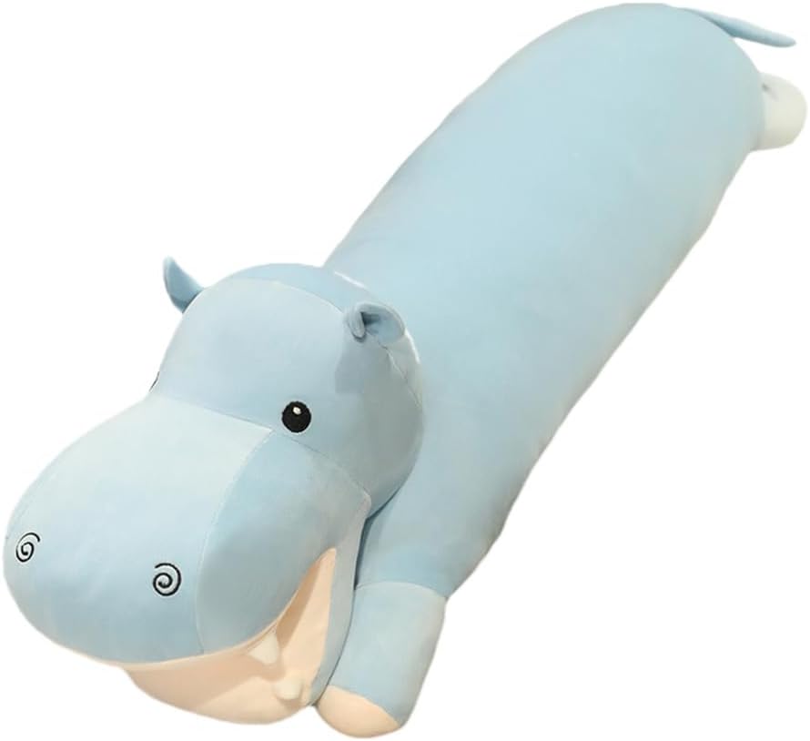 Long Hippo Stuffed Animal Body Pillow Hippo Plush Throw Pillow Toy Soft Weighted Hippos Plush Stuffed Gift for Kids Grilfriend