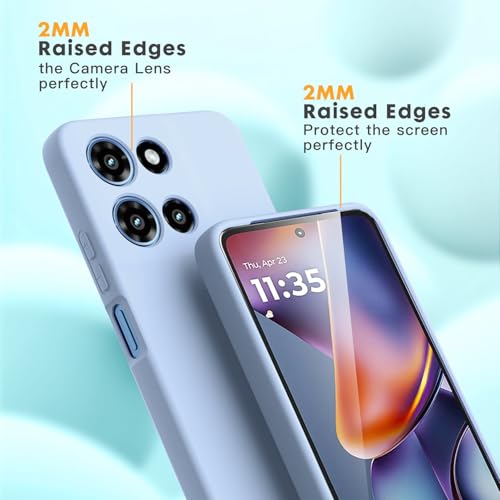 Image of DIZORO Microfiber Candy Case for Motorola Edge 60 Pro 5G Smooth Touch Cushion Liquid Soft Silicone Gel Rubber Phone Cases Non-Slip Full Body Protective Shockproof Back Cover - Carolina, Blue