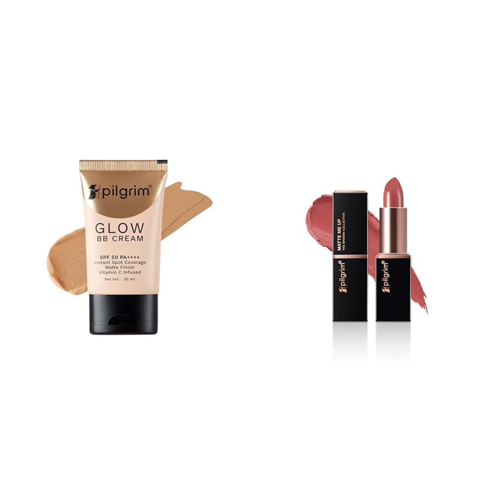 Pilgrim Honey Glow 3-In-1 Natural Bb Cream Medium Coverage For All Skin Types Spf 50 Pa++++ With Niacinamide, Hyaluronic Acid & Vit C - 30G, Pack Of 1 & Matte Me Up Bullet Lipstick 4.2g-image-46