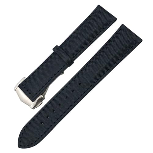 FFHDJL Para Omega Planet Ocean Seamaster 300 Speedmaster tela cuero lona 21mm 22mm correa de reloj 19mm 20mm correas de reloj de nailon de alta densidad(Black black Pointed,21mm)