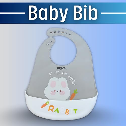 Image of Baby Bib for Feeding and Weaning Babies and Toddlers | Waterproof, Washable, Reusable | Adjustable Neckline with Buttons | Easy to Clean and Non-Messy Design