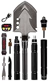 Ultimate Tactical Survival Shovel Multitool with Wave Sensing Waterproof LED Headlamp. 24/7 Day and