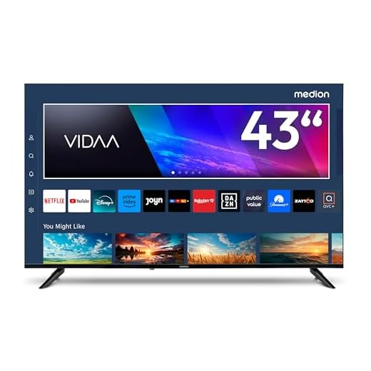 MEDION 108 cm (43 Zoll) Ultra HD Fernseher (Smart-TV, HDR10, VIDAA Store, Prime Video, Disney+, DAZN, Paramount+, HbbTV, PVR, Bluetooth, MD 843200)