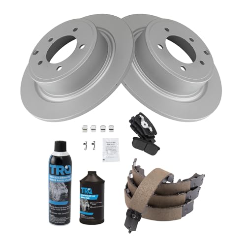 Image of TRQ Rear Brake Pad & Rotor Kit Compatible with 2017 Jeep Patriot Compass 2013 Chrysler 200