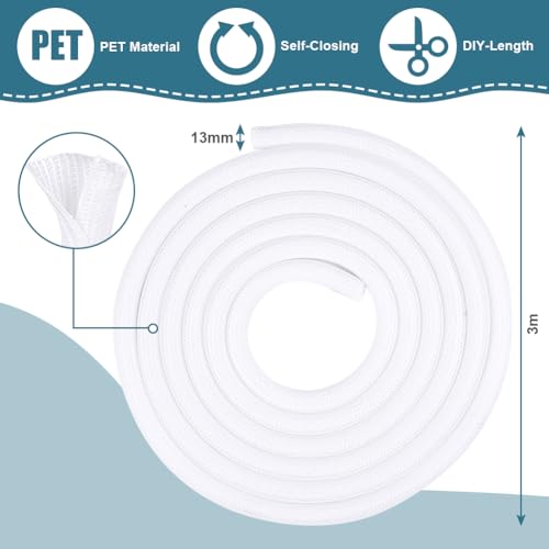 Adiwo 10ft, 1/2 inch Self-Reeling Braided Cable Sleeve, Wire Loom Tubing Cable - Image 2