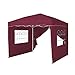 paramondo Gazebo pabellón Plegable Premium 3 x 3 m, 1x Pared Lateral Puerta, 2X Pared Lateral Ventana, Burdeos