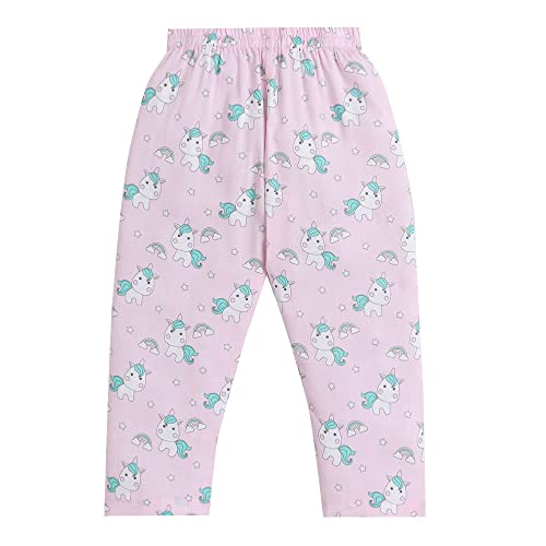 Image of Hopscotch Girls Cotton Animal Print Top and Pajama Set in Peach Colour
