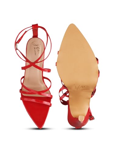 Image of JM LOOKS Fancy Pointed Toe Sandals: Stylish Stiletto Heels with Ankle Strap, Comfortable for Women & Girls
