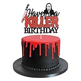 Blumomon 1 Pack Have a Killer Birthday Cake Topper Glitter Horror Classic Halloween Killer Birthday Cake Pick for Bloody Horror Movie Theme Birthday Baby Shower Party Cake Decorations Supplies