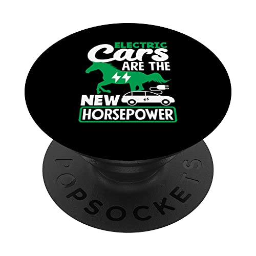Electricity Cars are the new Horsepower Electric Vehicle EV PopSockets Swappable PopGrip, Black