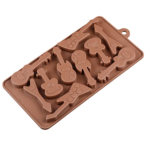 WishesMar Stampo Silicone per Cioccolato Forma di Vari Musica Chitarra - 10 Cavità Anti-aderente Riutilizzabile Stampi in Silicone per Caramelle Cioccolatini Praline Decorazione di Torte
