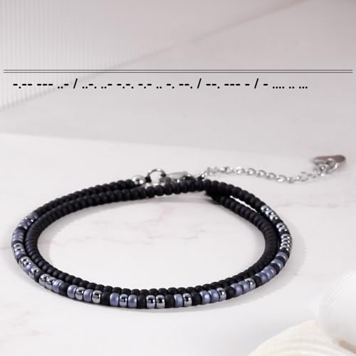 Image of Btysun Inspirational Morse Code Bracelets for Women Men Teen Girl Gifts Best Friend Birthday Gifts for Him Her Adjustable Layered Secret Message Sister Bff Girfriend Sister Christmas Jewelry