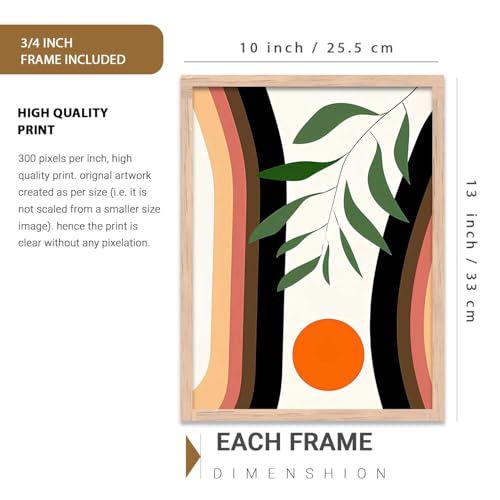 Image of kotart Home Decor Boho Painting Decorative Wall Art | Aesthetic Poster With Frame For Living Room Bed Room Hotel Wall Decor Digital Reprint Set of 3 (10X13 inch)