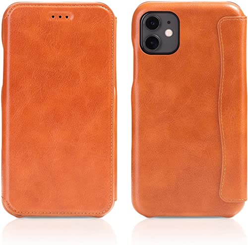 Étui antichoc pour iPhone 14 Pro Max et coque portefeuille en cuir vintage marron
