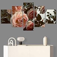 SIGNWIN 5 Panel Canvas Wall Art Pink Petals for Home Decorations Ready to Hang - 60