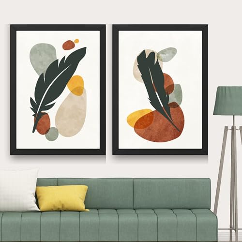 Image of CRAFT QUEST Wall Art Decor Paintings | Set of 2 BOTONICAL Wall Art Frames for Home Decoration | Ideal for Living Room, Bedroom & Office (Black, 10 X 13 Inches Each Frame)