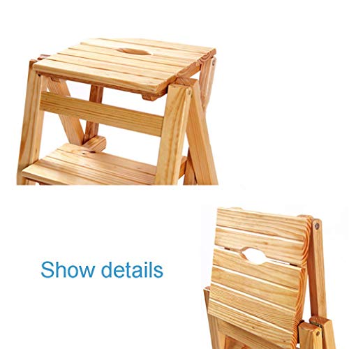 Indoor Climbing Stool,Folding Portable Ladder Step Stool Strong and Durable Four-Step Ladder Solid Wood Stool Step Wooden High Stool Change Shoe Bench Bathroom Stool Fashion Stairw