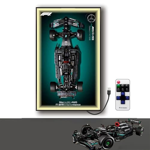 Tablero de pared para Lego 42171 Mercedes-Benz AMG F1, vitrina decorativa para pantallas de pared de coche Lego, regalo (solo tablero de pared, sin modelo) 【Marco de fotos con luz】