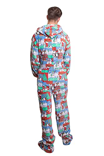 Hooded Plush Footed Pajamas Onesie with Drop Seat for Men & Women4